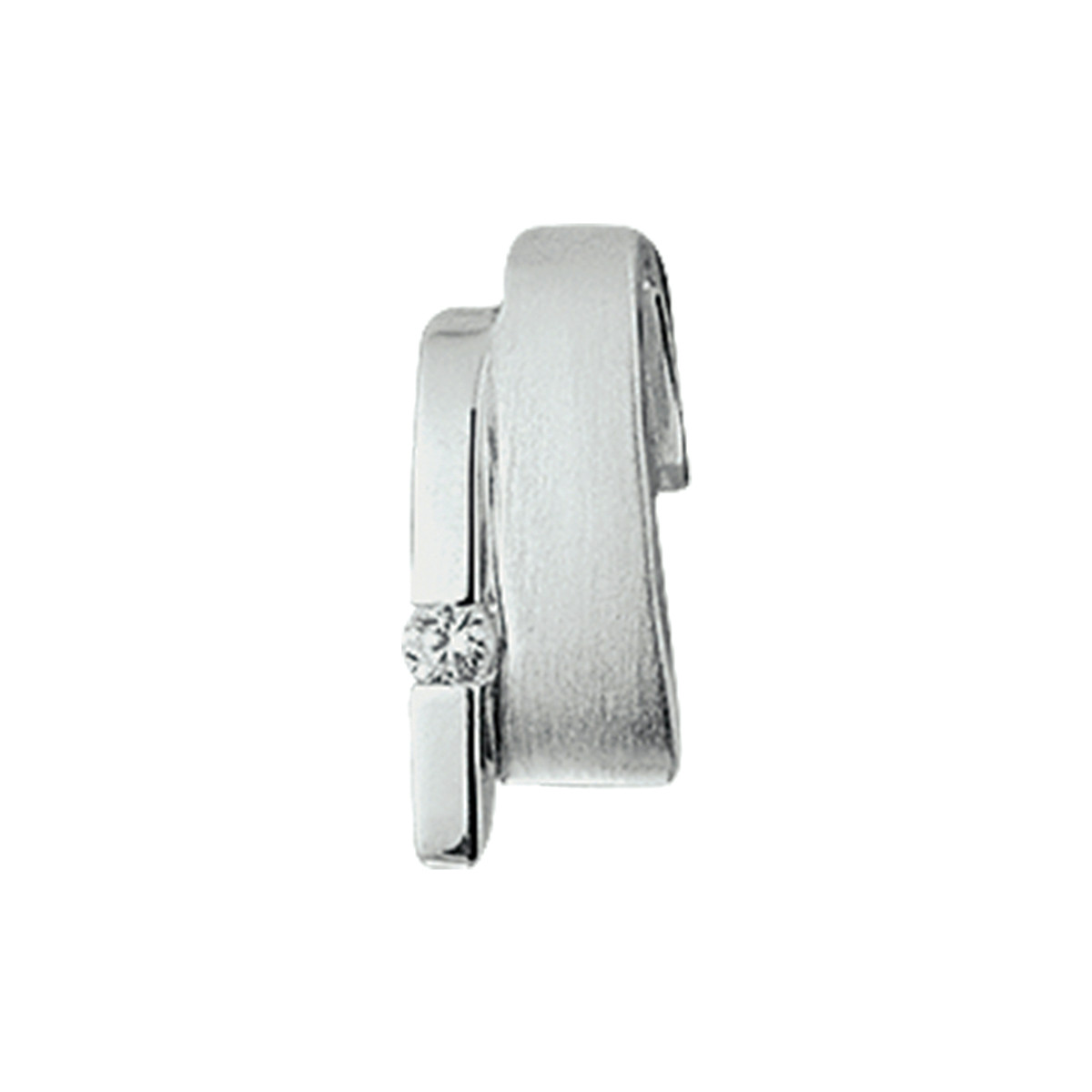 Hanger zilver met zirkonia mat/glanzend - 15 x 7 mm