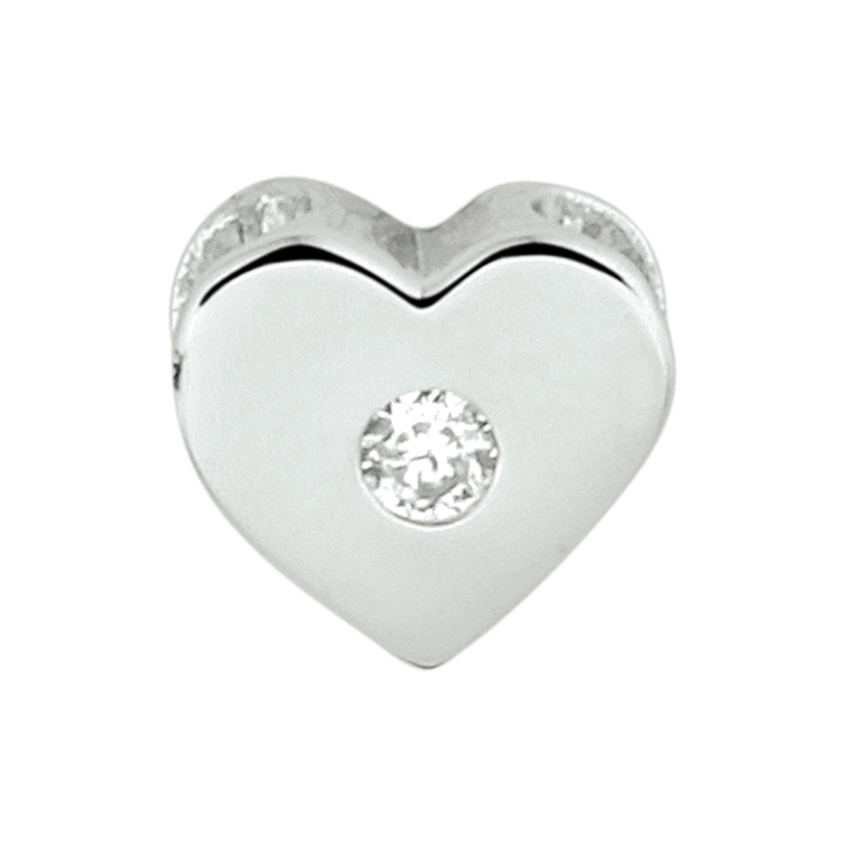 Hart hanger gerhodineerd met zirkonia - 5 x 5.5 mm
