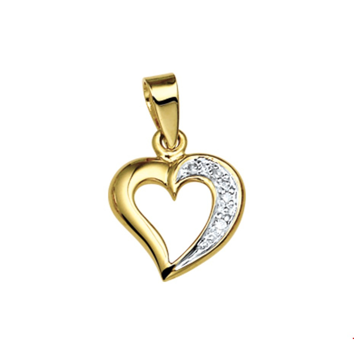 Hart hanger goud 10 mm x 12 mm diamant