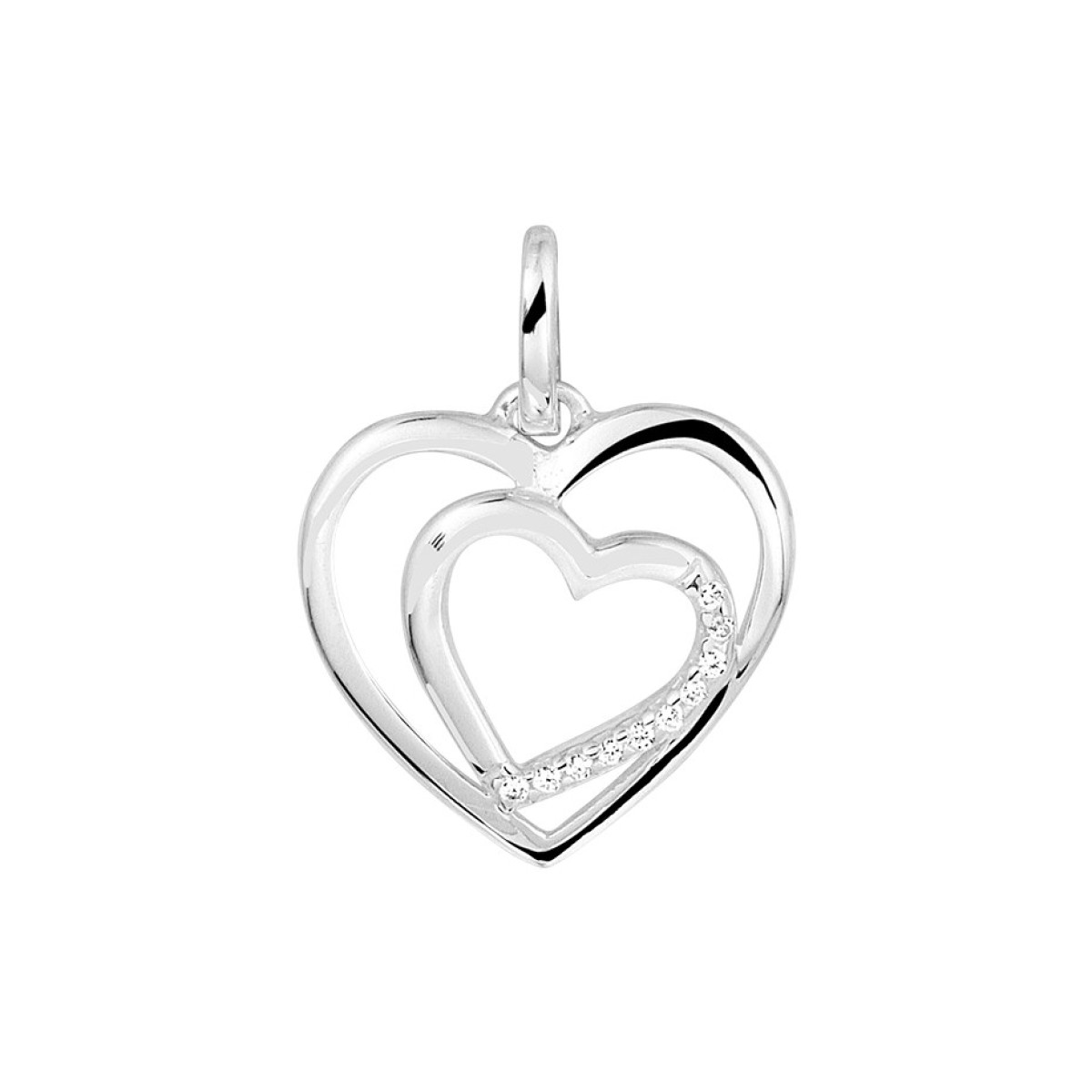Hart hanger zilver 13.5 mm x 13 mm zirkonia