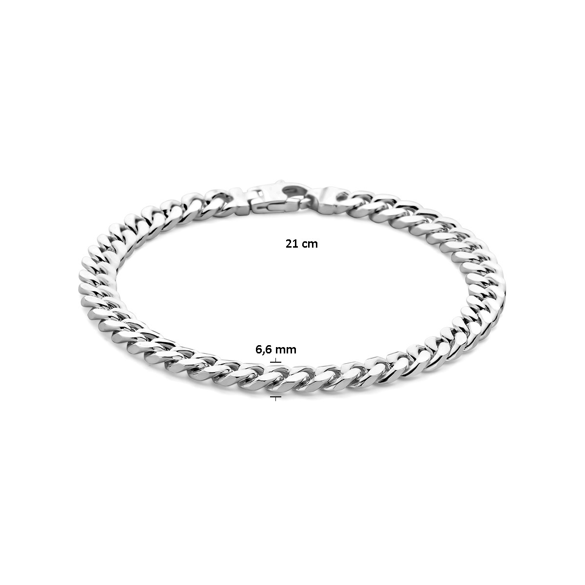Heren schakelarmband van zilver met gourmetschakel van 6.6 mm breed - Lengte 21 cm