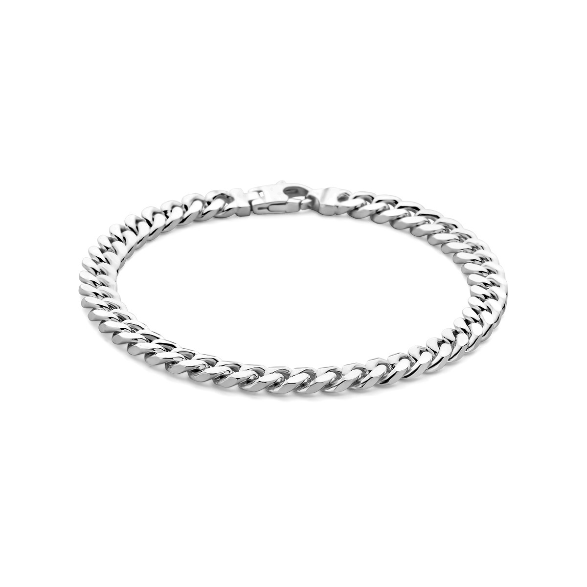 Heren schakelarmband van zilver met gourmetschakel van 6.6 mm breed - Lengte 21 cm