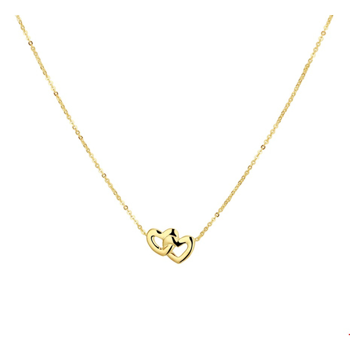Ketting goud hartje dubbel 1 mm 41-43 cm