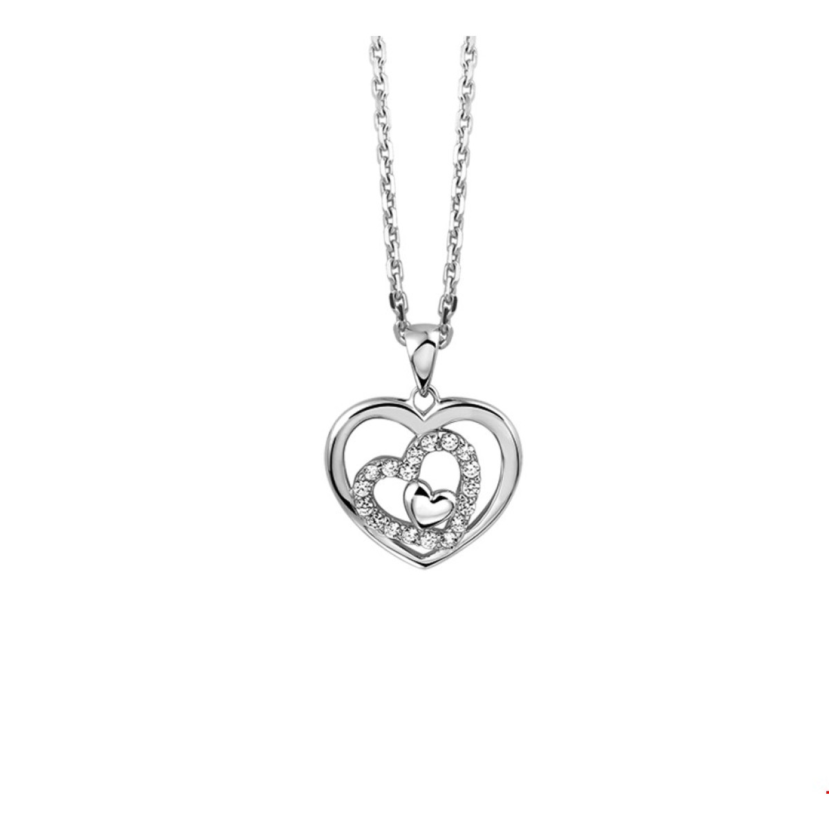 Ketting hartje zilver met ketting van 1.3 mm