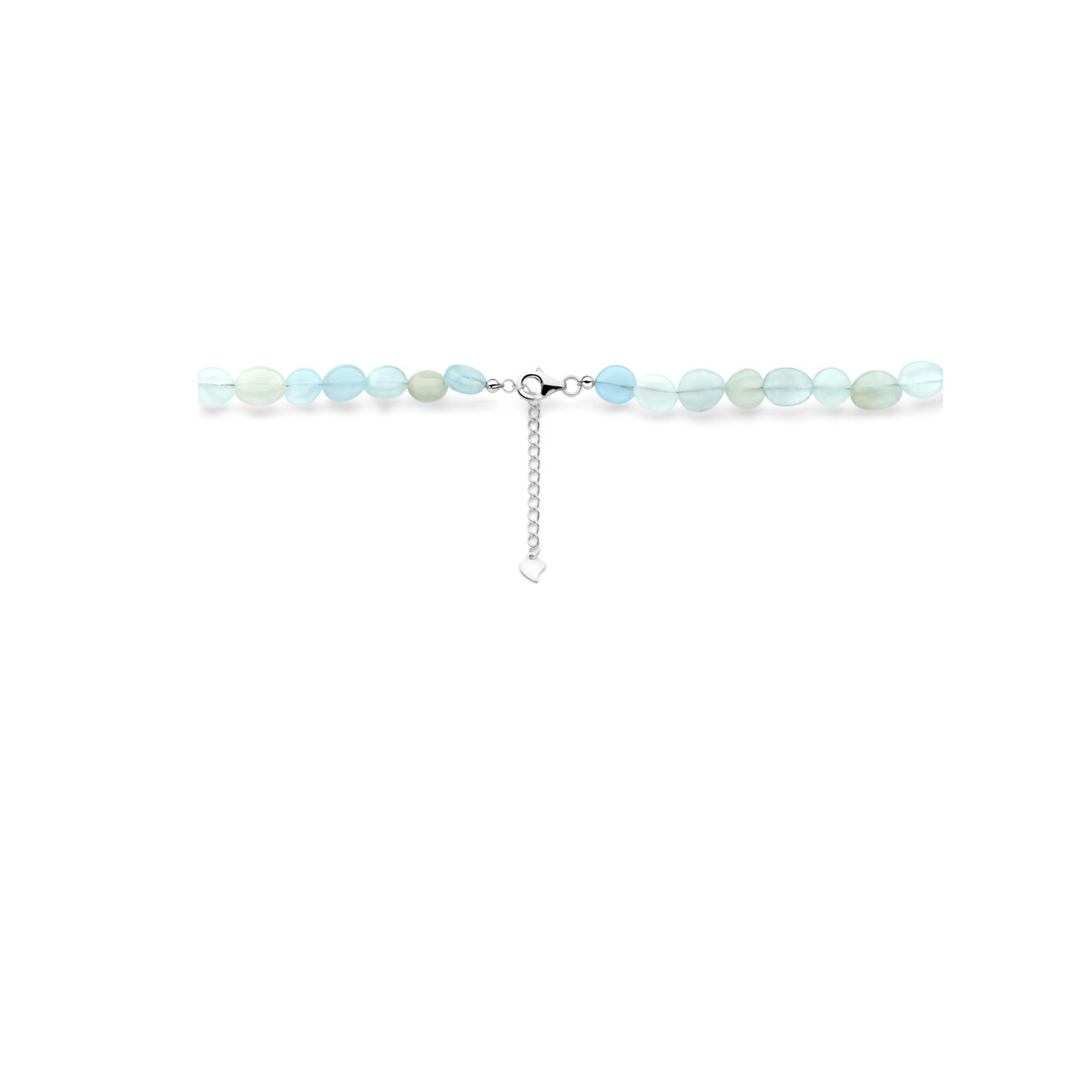 Ketting met blauwe aquamarijn stenen en zilveren sluiting 9.3 mm breed - Lengte 40-45 cm