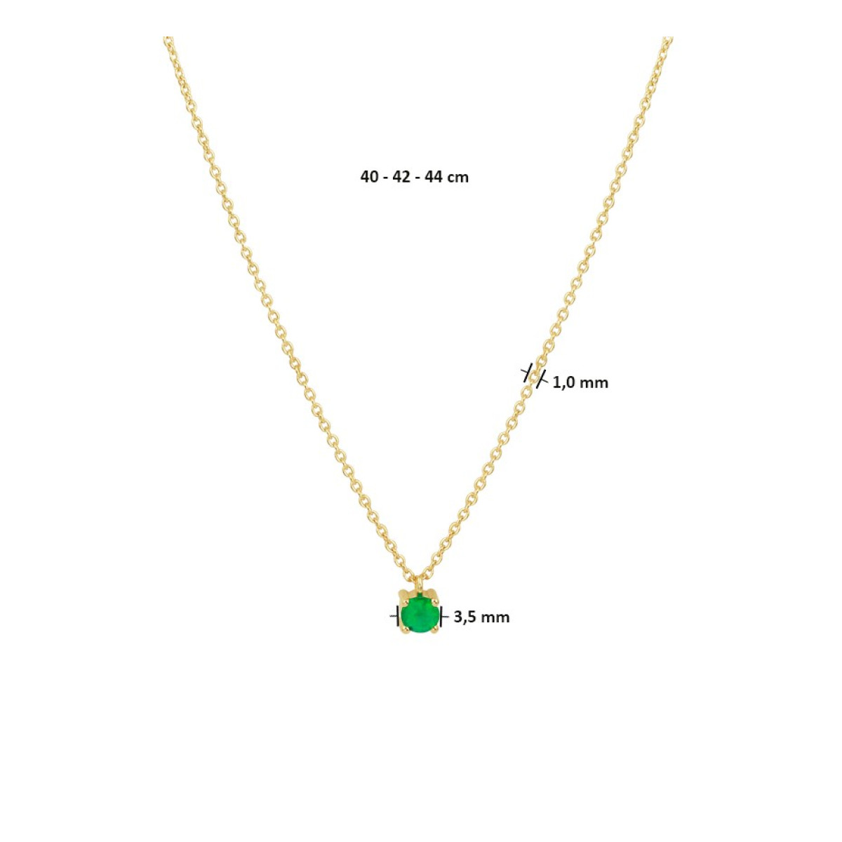 Ketting met edelsteen smaragd in het goud