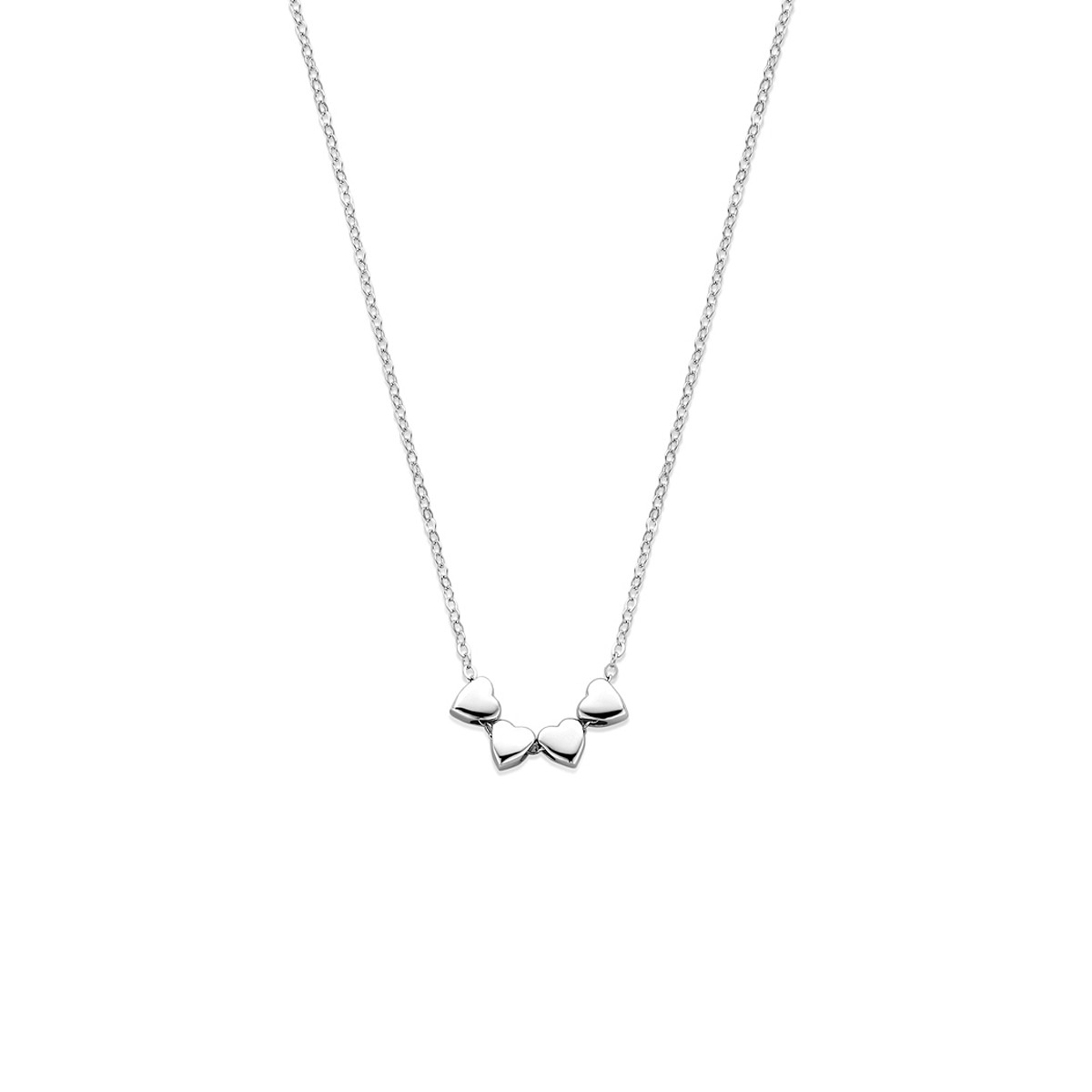 Ketting met hanger 925 zilver vier hartjes 4.5 mm breed - Lengte 41-45 cm