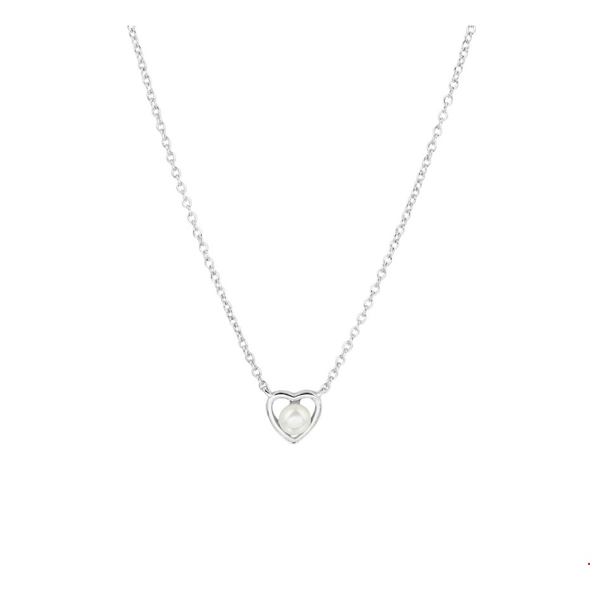Ketting met hartje open gerhodineerd zilveren ketting 1.2 mm