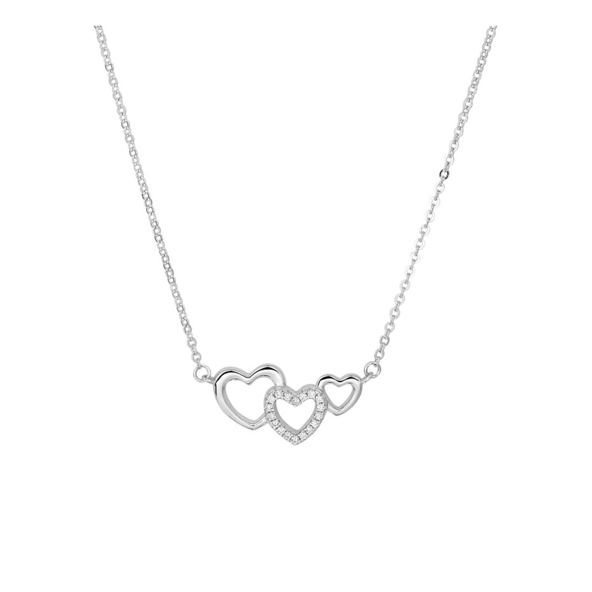 Ketting met hartjes 1.4 mm zirkonia 44 cm