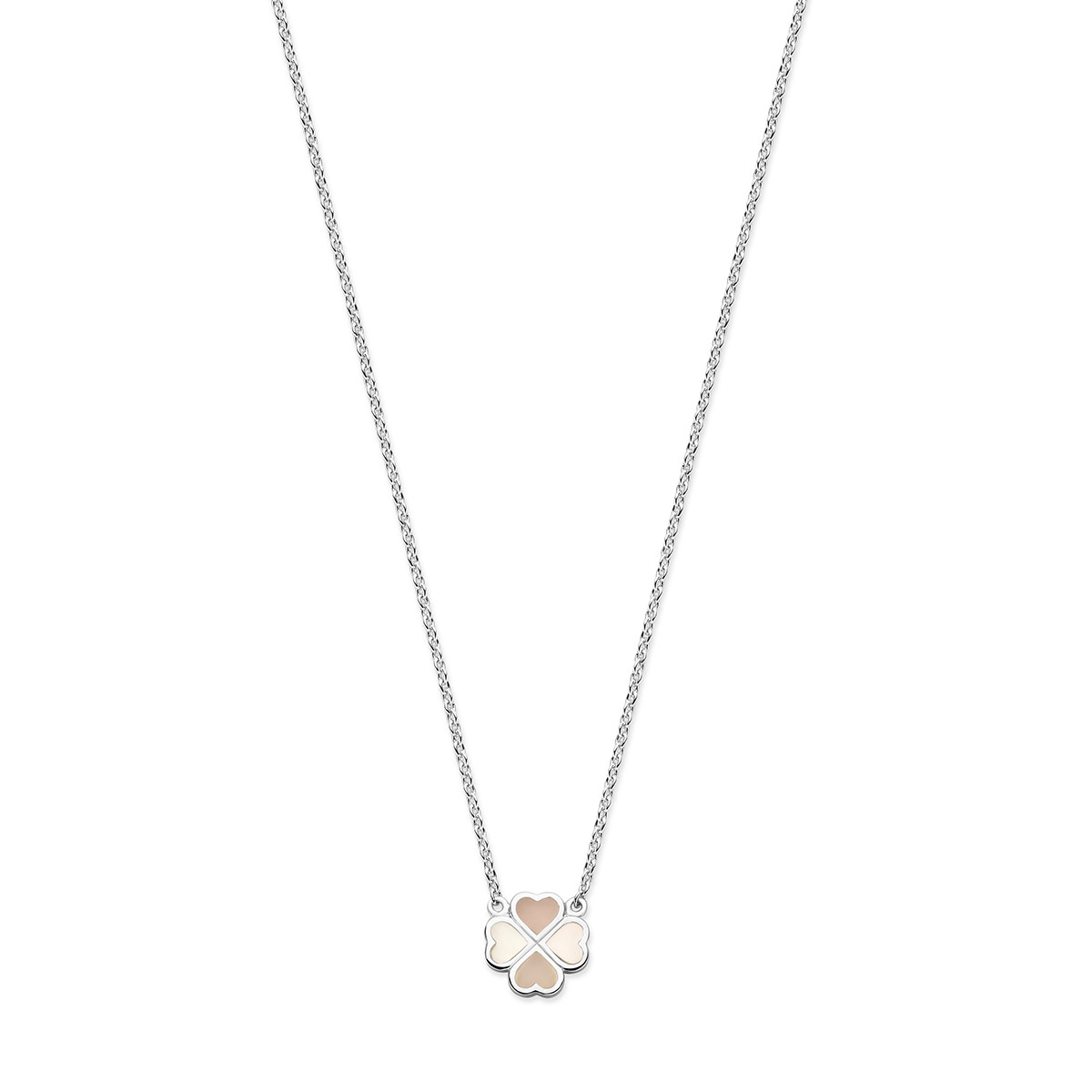 Ketting met klaver van 925 zilver en parelmoer - Lengte 41-45 cm