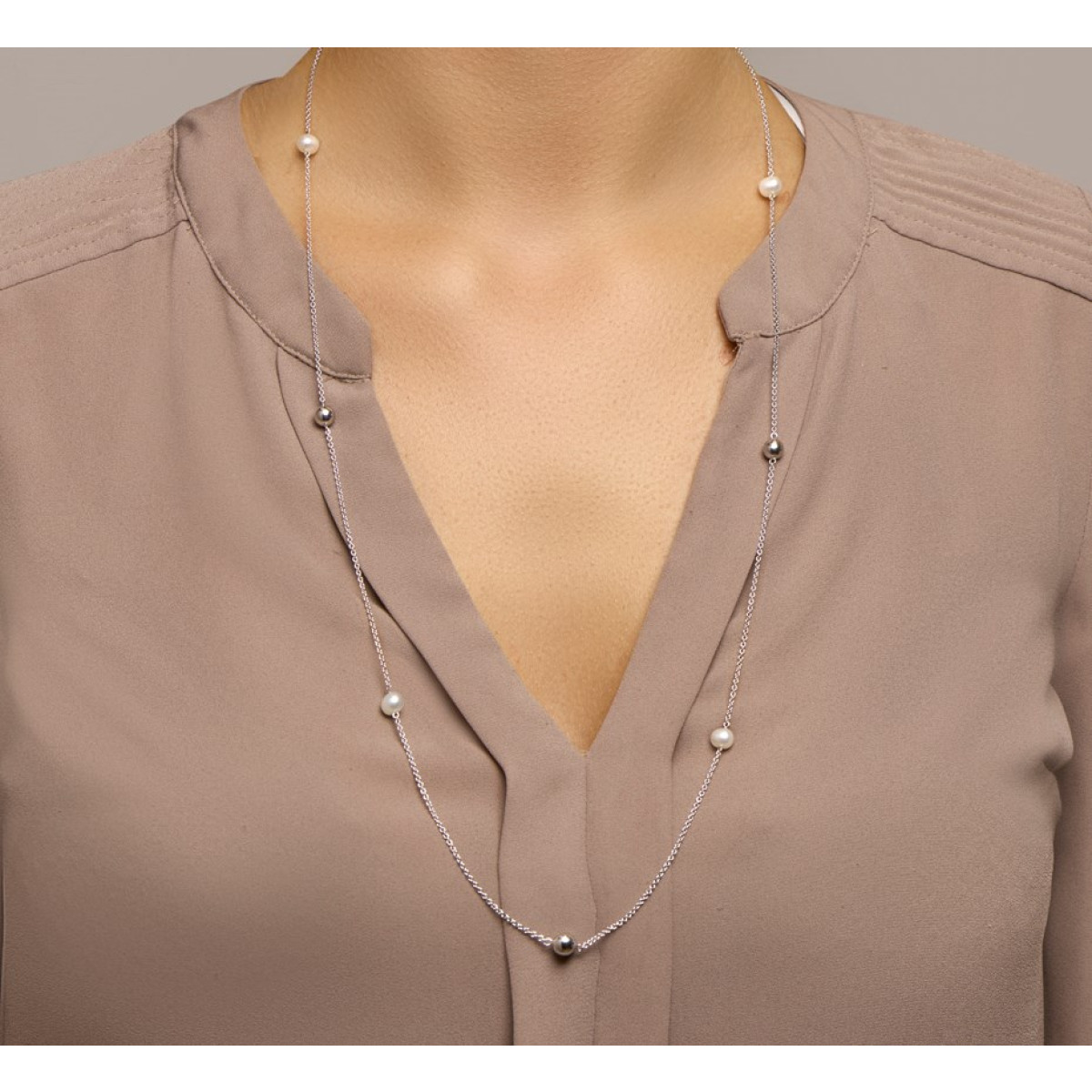 Ketting met parel in het zilver