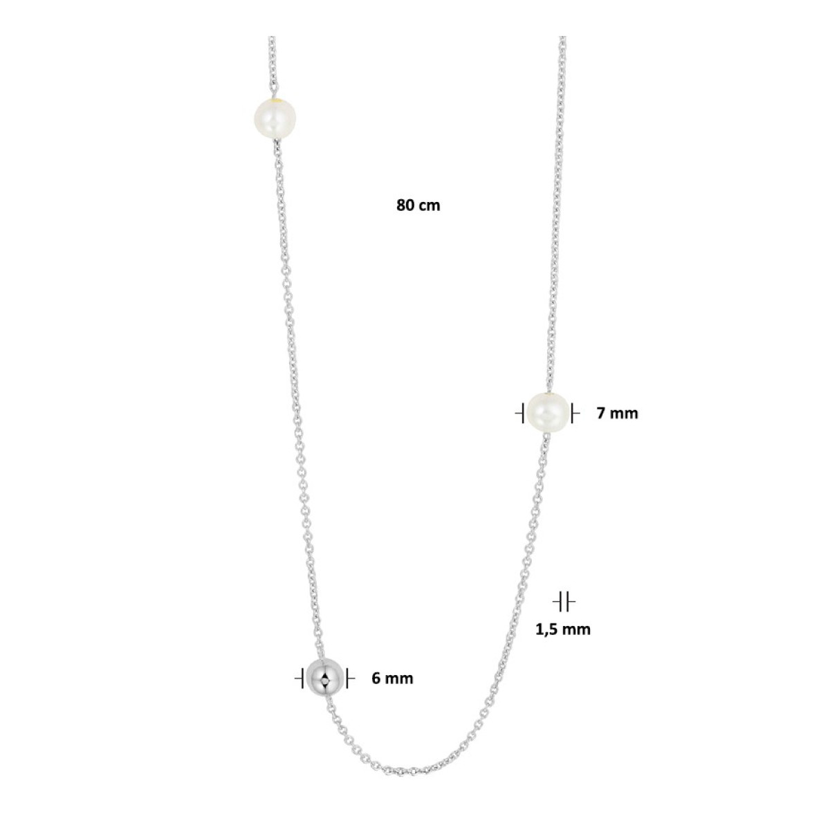 Ketting met parel in het zilver