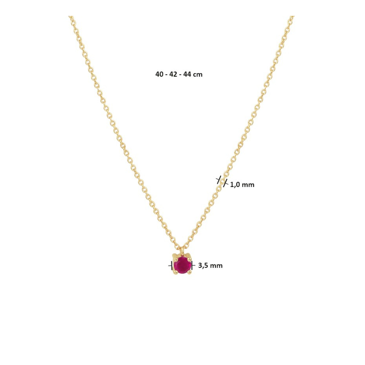 Ketting met robijn in het goud