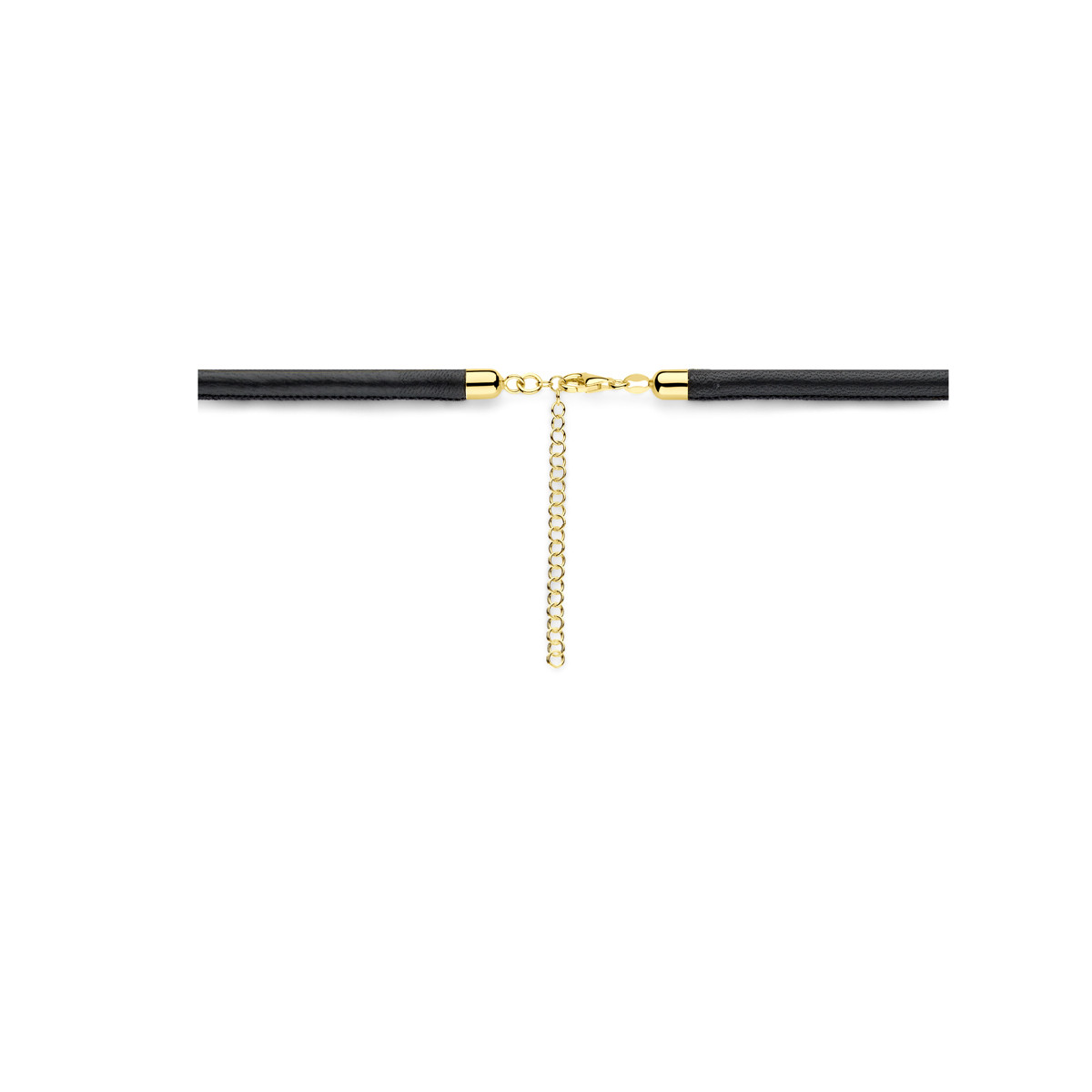 Ketting met synthetisch leer 5.5 mm en gold plated hartje - Lengte 38 cm t/m 44 cm