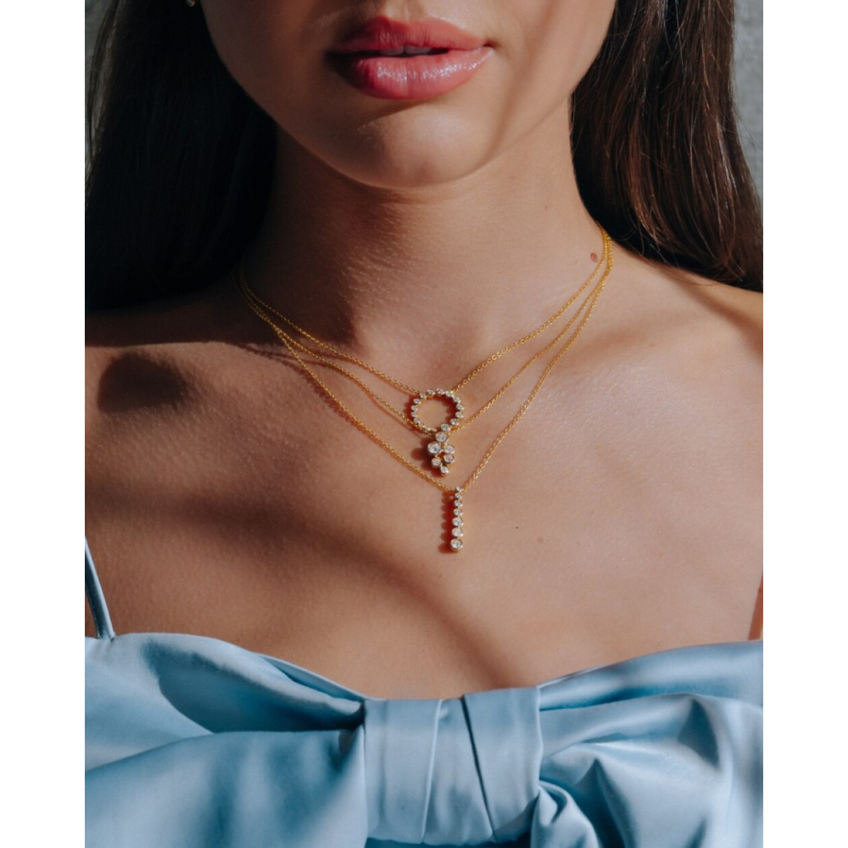 Ketting van goud met ronde diamanten 0.50 crt hanger 24x4 mm - Lengte 42 cm, 45 cm