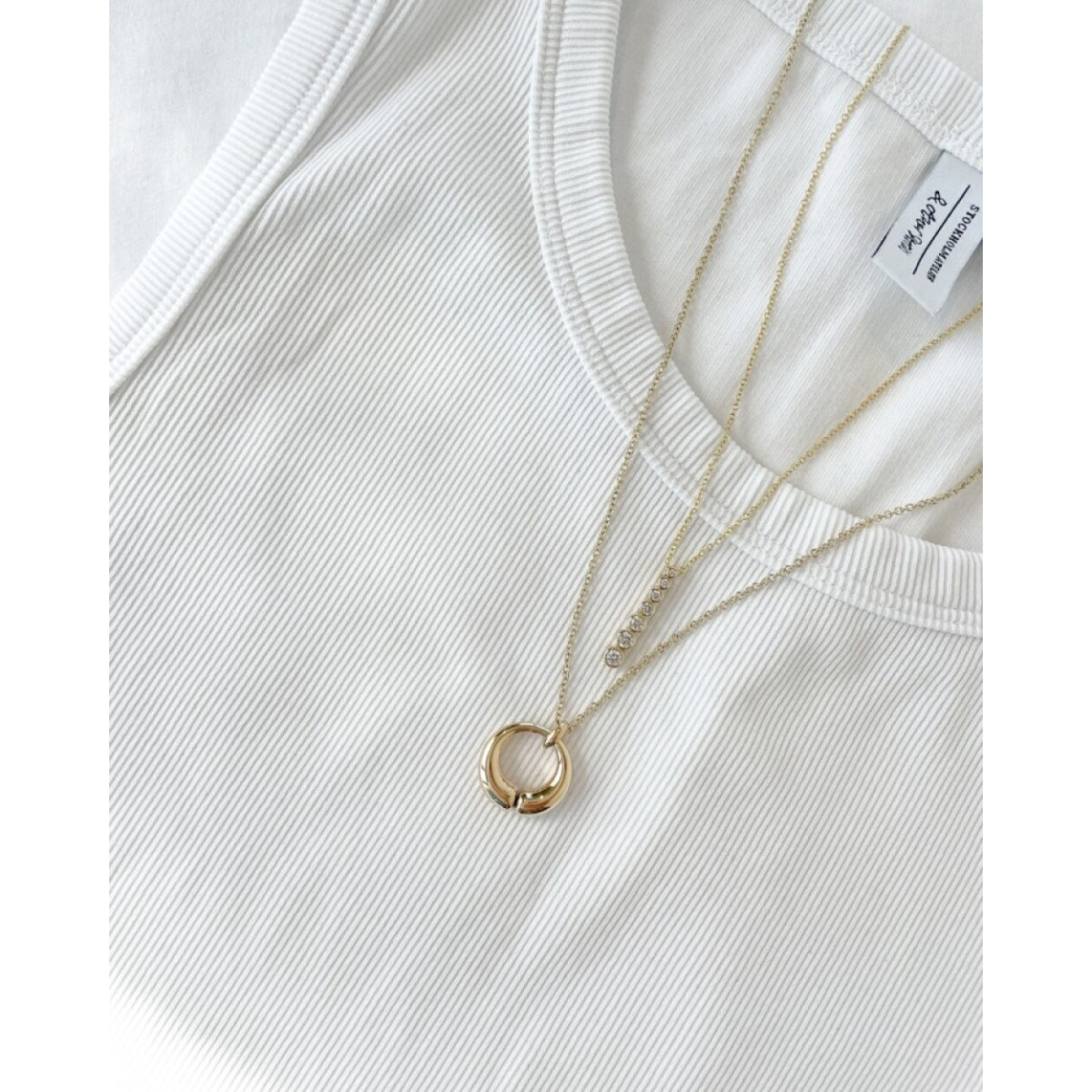 Ketting van goud met ronde diamanten 0.50 crt hanger 24x4 mm - Lengte 42 cm, 45 cm