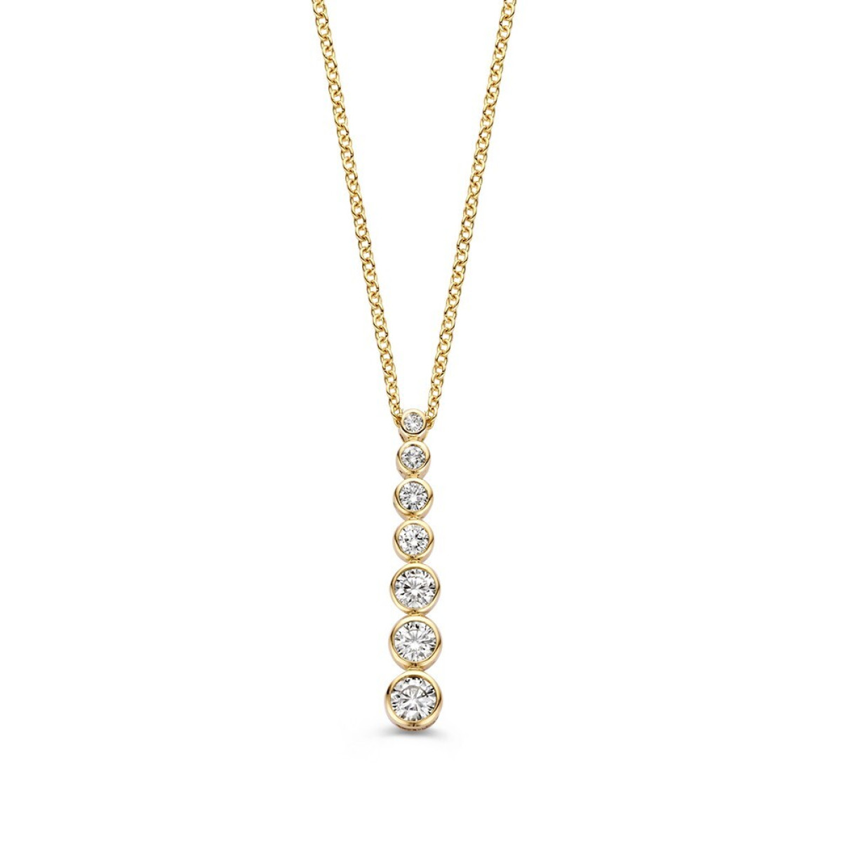 Ketting van goud met ronde diamanten 0.50 crt hanger 24x4 mm - Lengte 42 cm, 45 cm