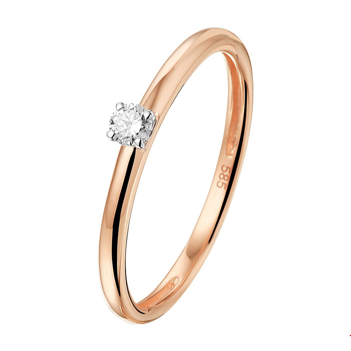 Klassieke roségouden ring met diamant 0.09 crt