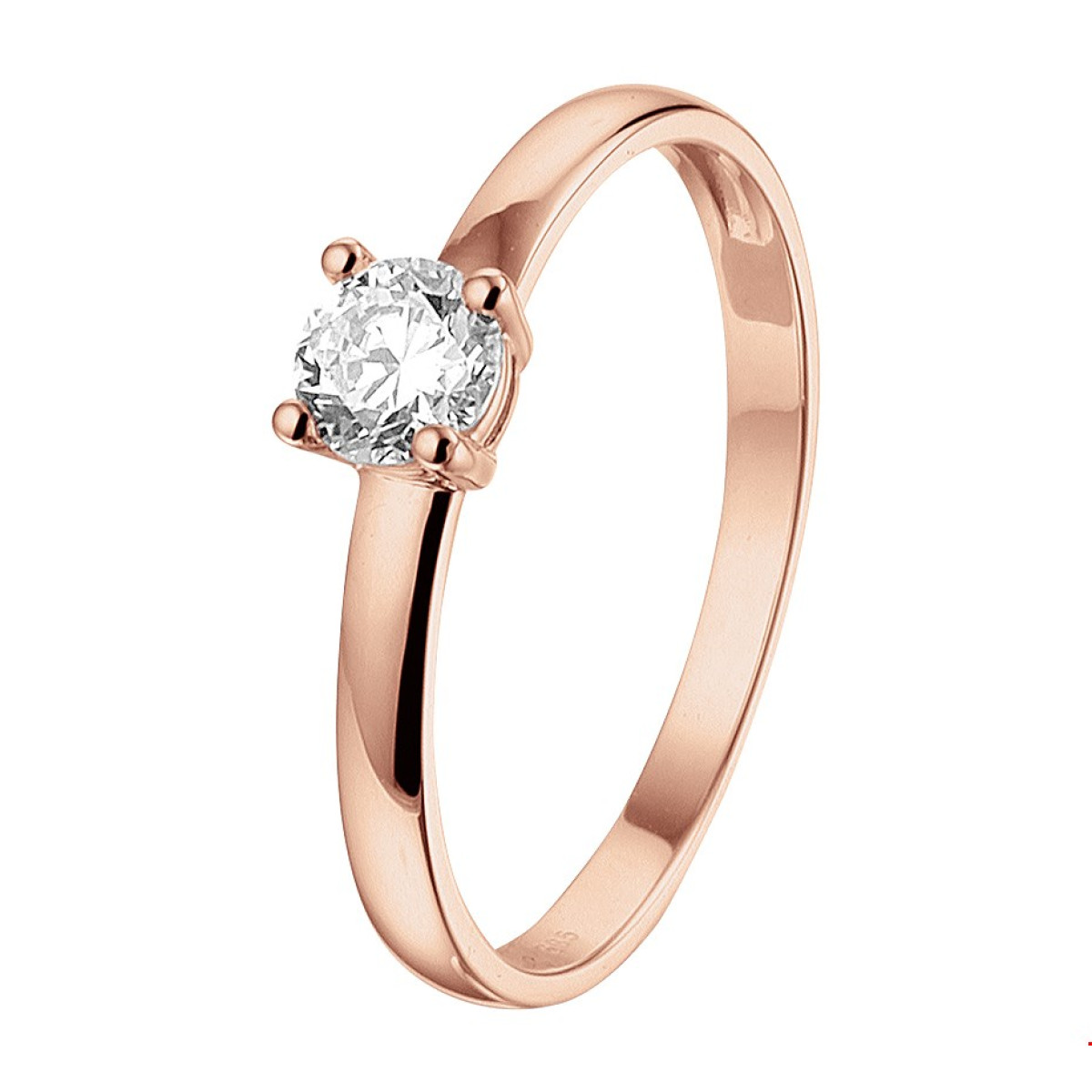 Klassieke roségouden ring met zirkonia