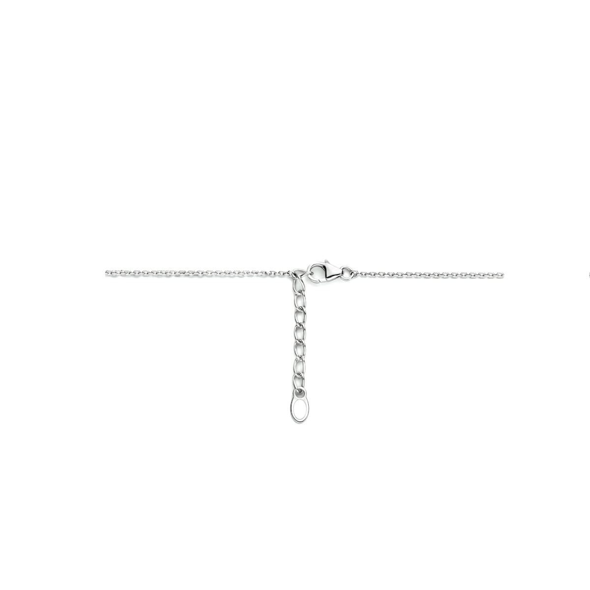 Klassieke zilveren ketting met parel en zirkonia's - Lengte 42 + 3 cm