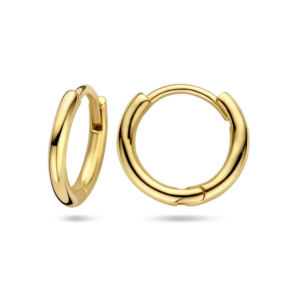 Kleine gouden klapoorringen met ronde buis 1.5 mm - Diameter 10 mm