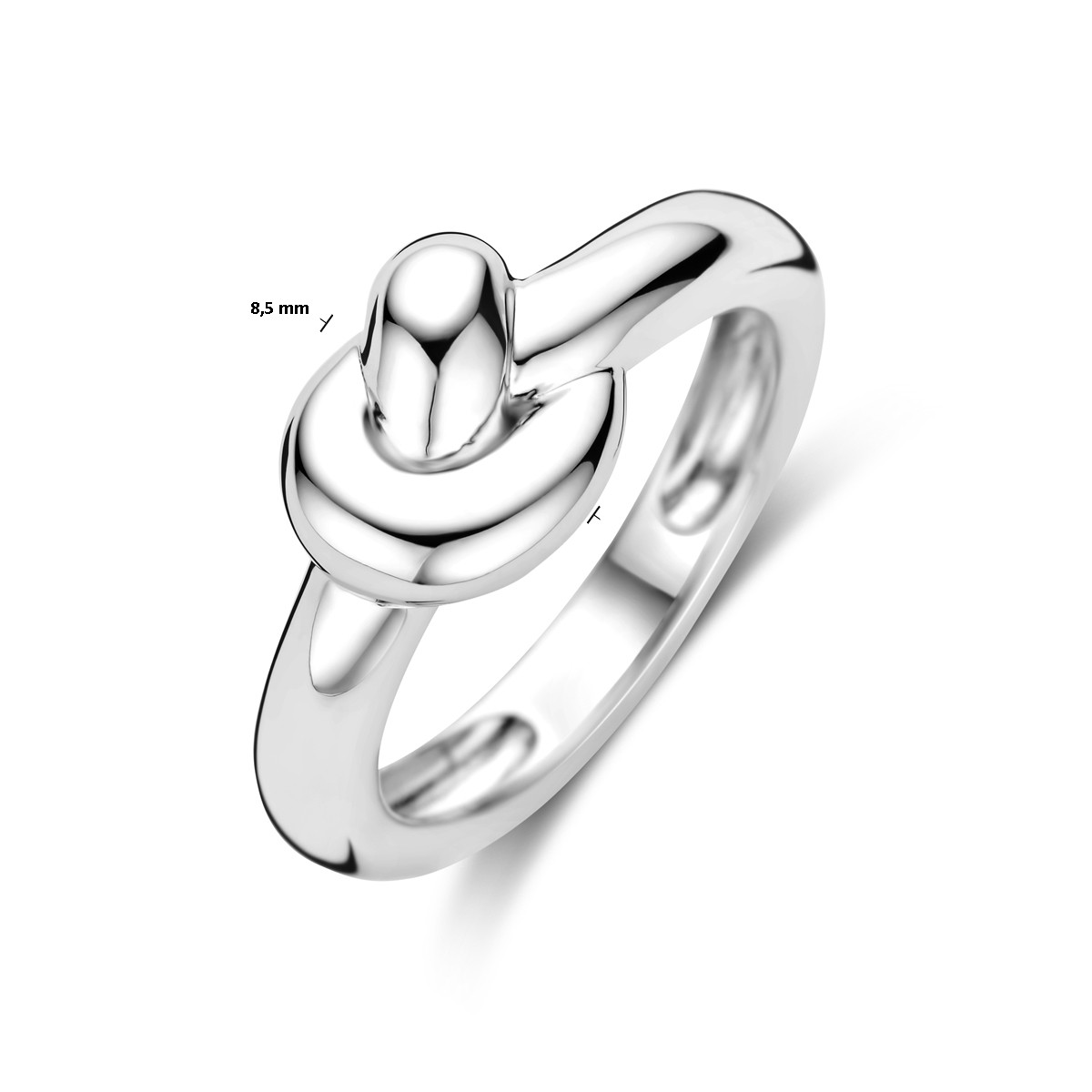 Knoop zilveren ring met dubbele lus 8.5 mm breed