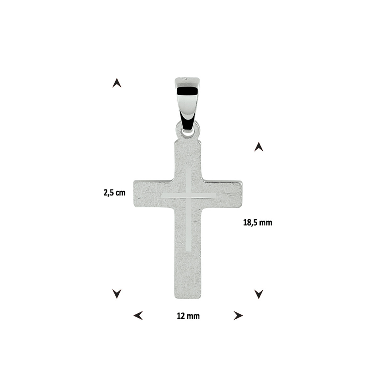 Kruis hanger met bewerking zilver - 25 x 12 mm