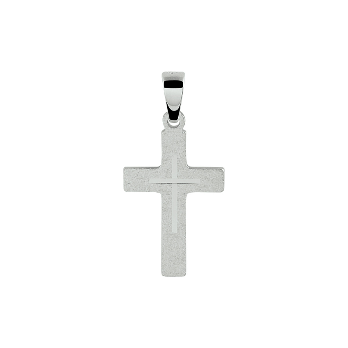 Kruis hanger met bewerking zilver - 25 x 12 mm