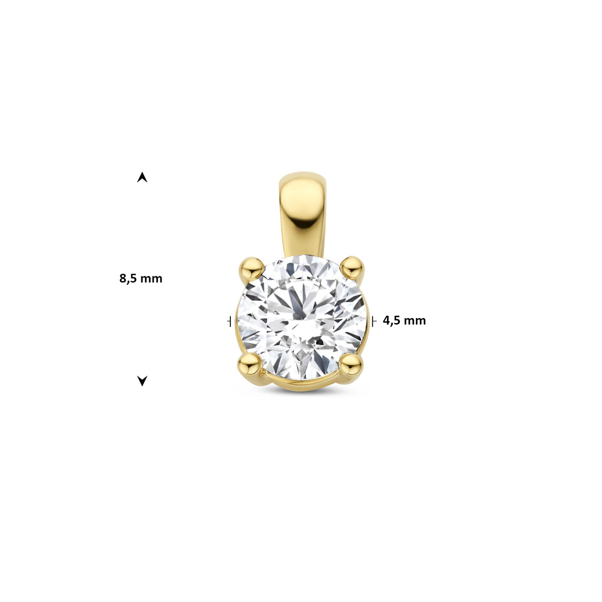 Lab grown diamanten hanger met gouden oogje 0.25 crt 4.5 mm breed - Hoogte 8.5 mm
