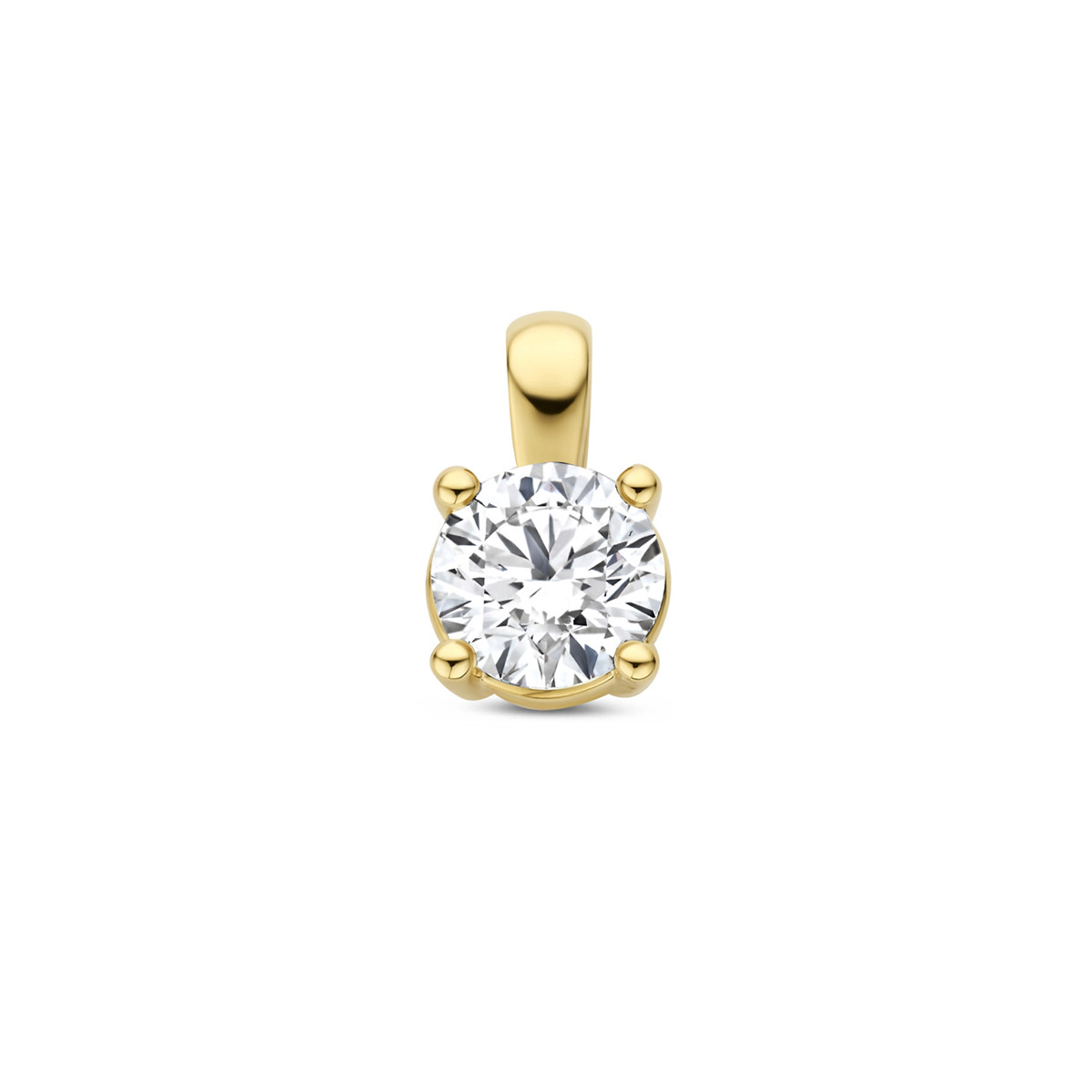 Lab grown diamanten hanger met gouden oogje 0.25 crt 4.5 mm breed - Hoogte 8.5 mm