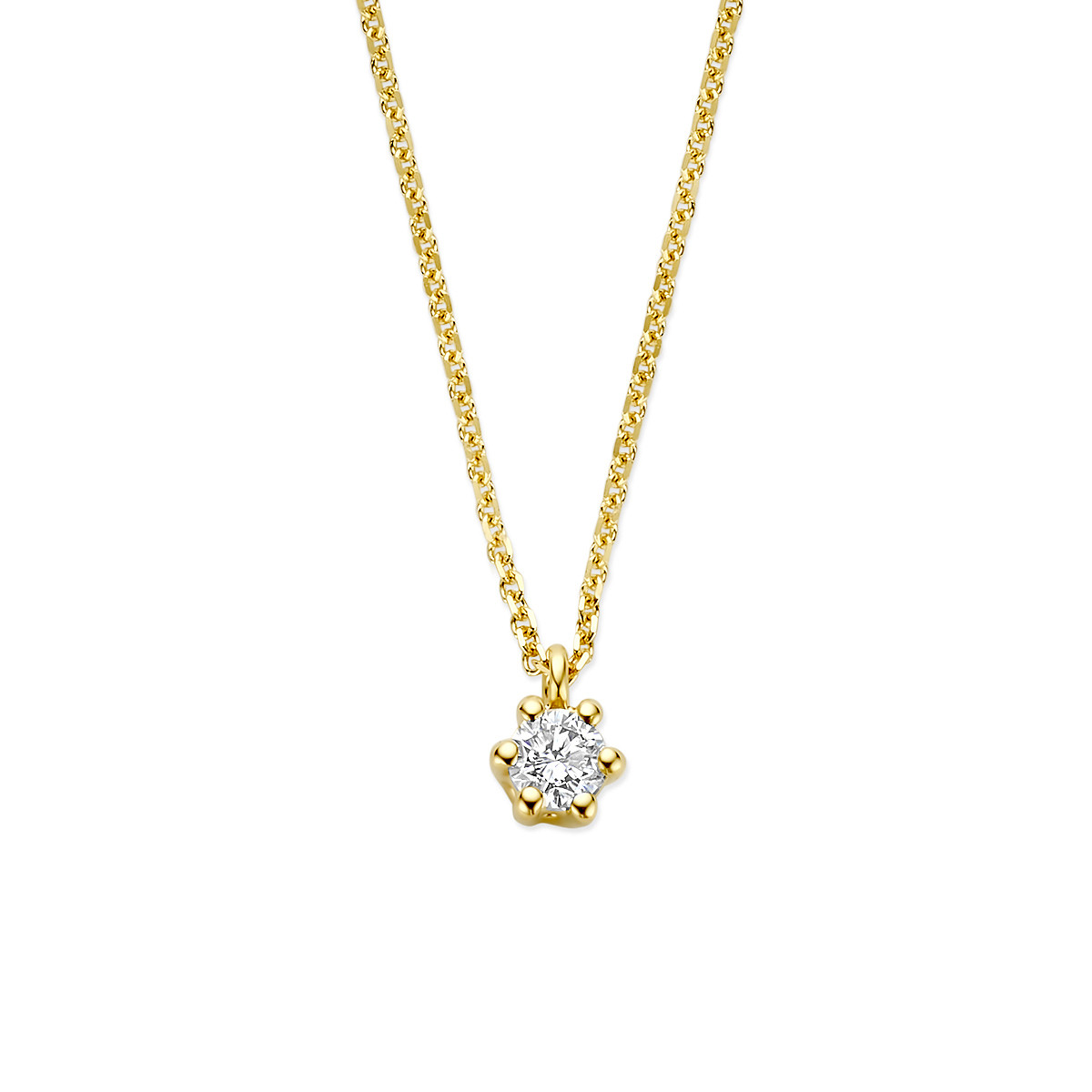 Lab grown diamanten ketting van 14-karaat goud 0.10 crt 0.9 mm breed - Lengte 40-42-44 cm