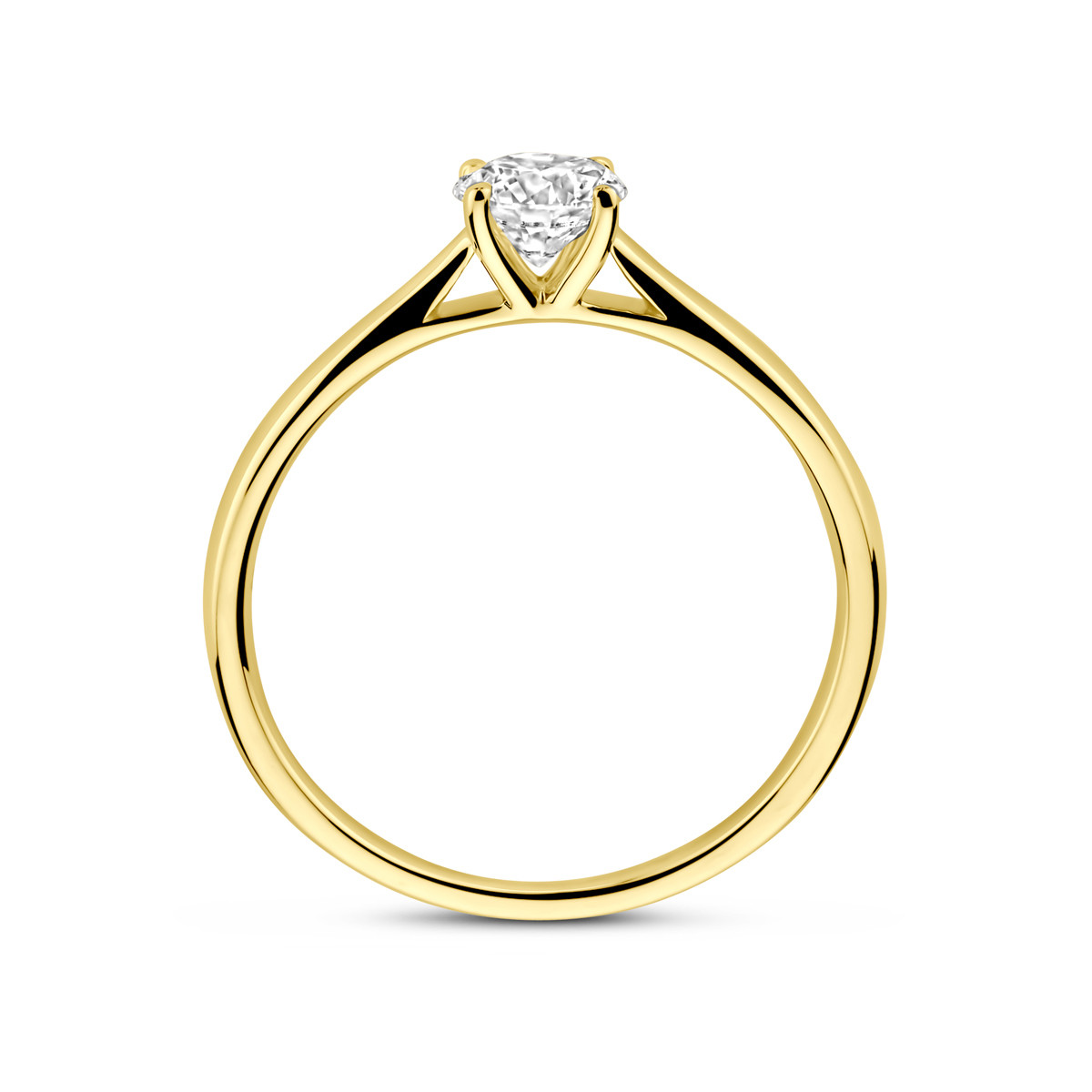 Lab grown diamanten ring van goud en briljant geslepen 0.50 crt diamant 5 mm breed