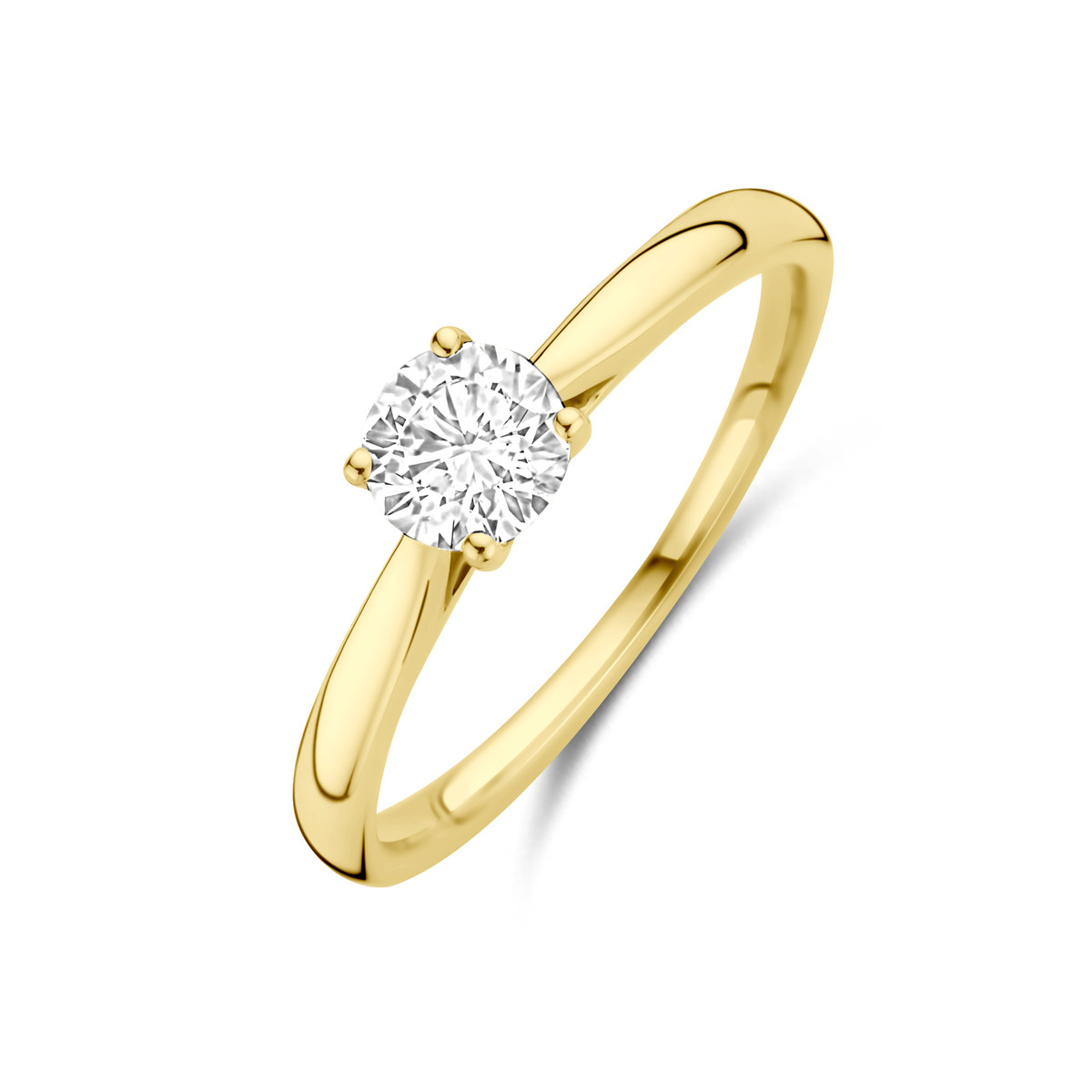 Lab grown diamanten ring van goud en briljant geslepen 0.50 crt diamant 5 mm breed