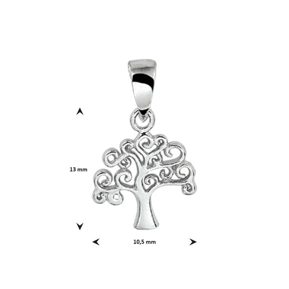 Levensboom hanger zilver - 13 x 10.5 mm