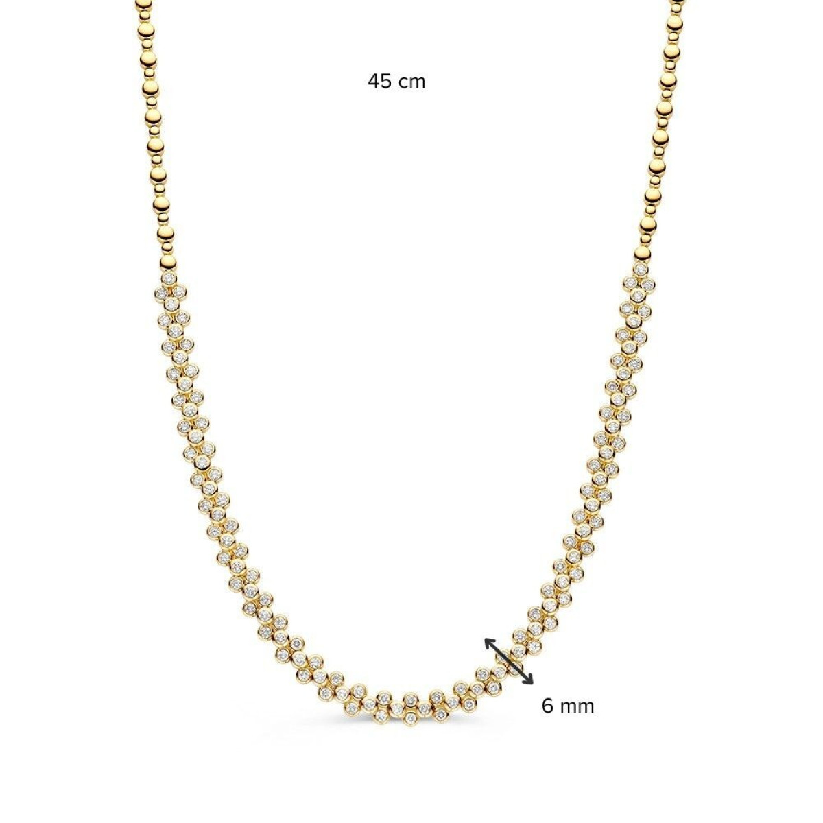 Luxe diamanten ketting 3.62 crt met ronde gouden en diamanten schakels 6 mm - Lengte 45 cm
