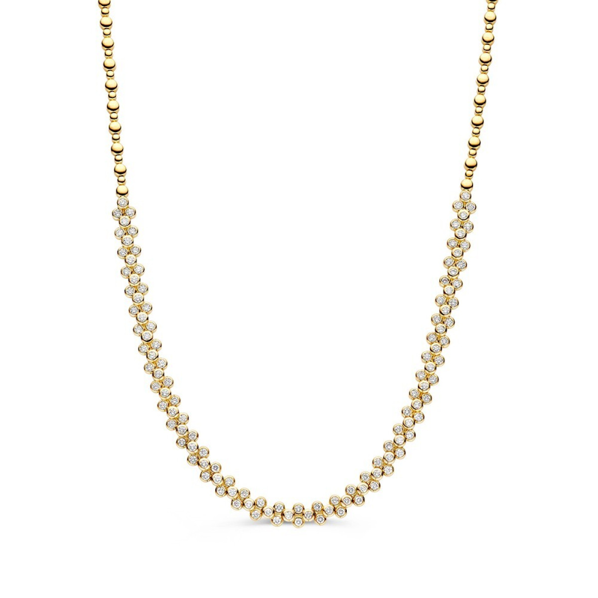 Luxe diamanten ketting 3.62 crt met ronde gouden en diamanten schakels 6 mm - Lengte 45 cm