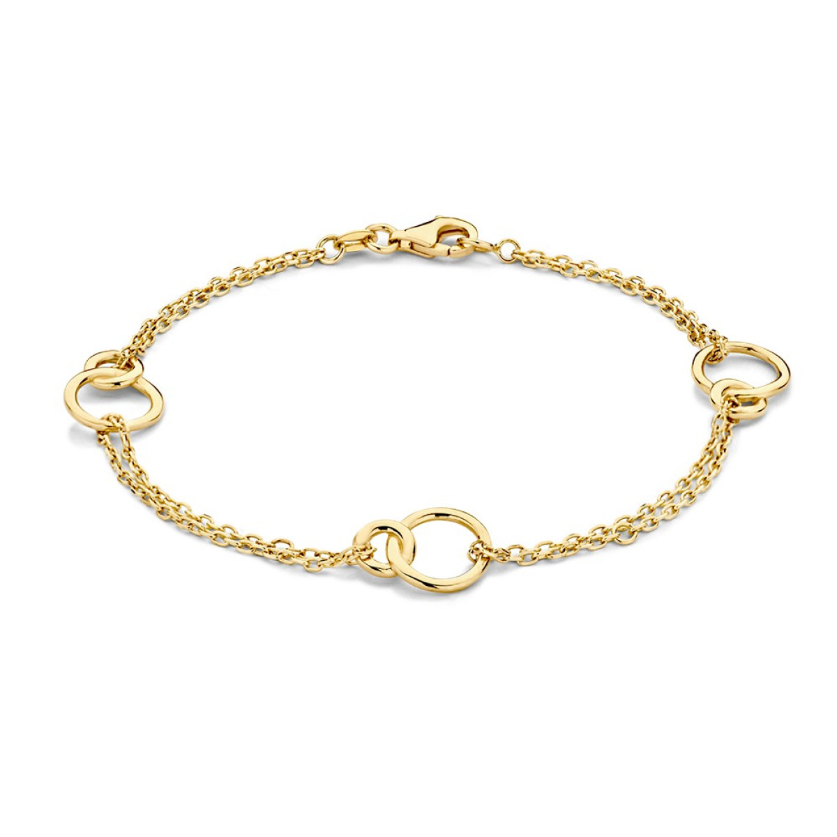 Luxe gouden armband met opengewerkte rondjes - Lengte 19 cm