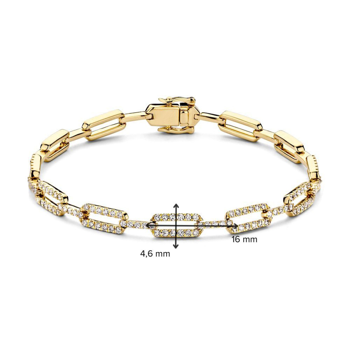 Luxe gouden schakelarmband met briljant geslepen diamanten 1.00 crt - Lengte 18 cm