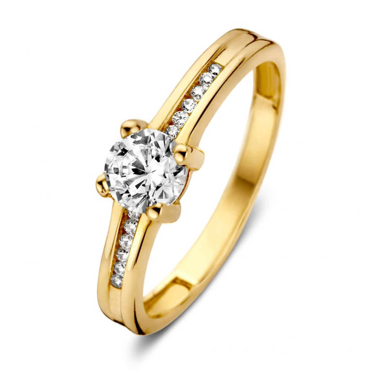 Luxe ring van prachtig 14 karaat goud en zirkonia 5.3 mm