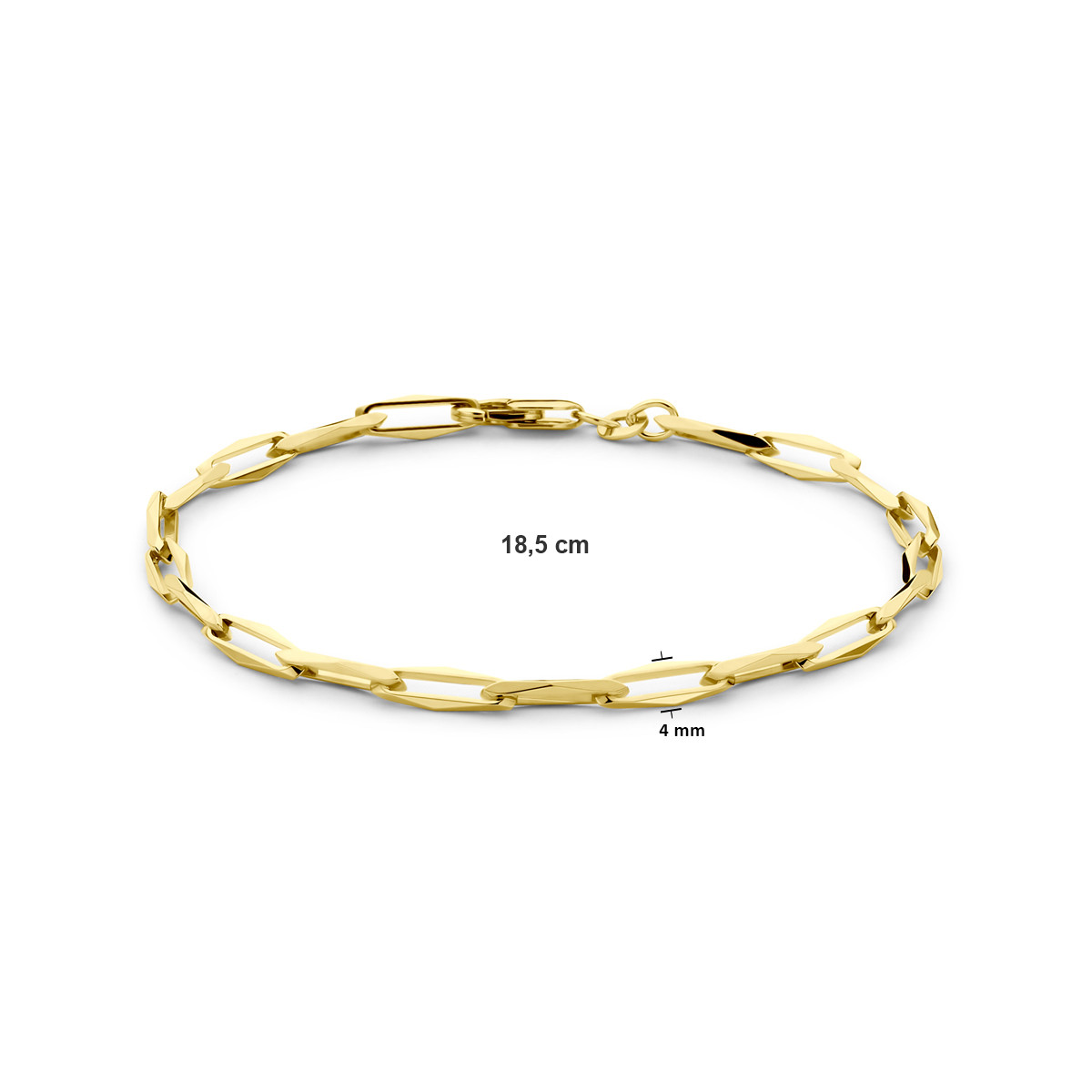 Massieve gouden paperclip armband van 4 mm breed - Lengte 18.5-20-cm