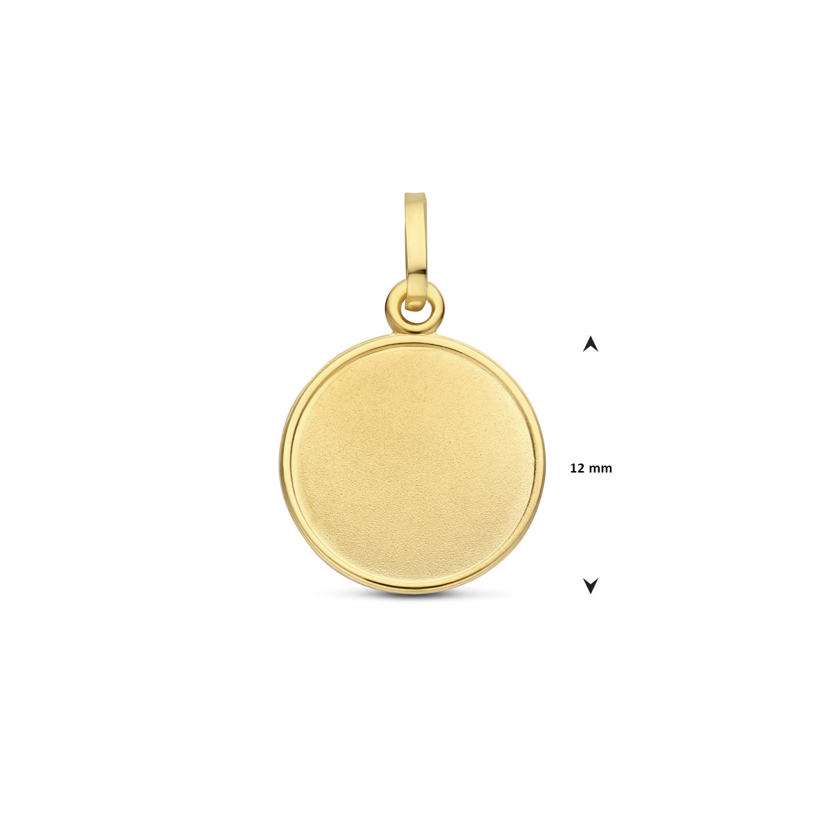 Matte en glanzende ronde graveerhanger van goud - Diameter 12 mm