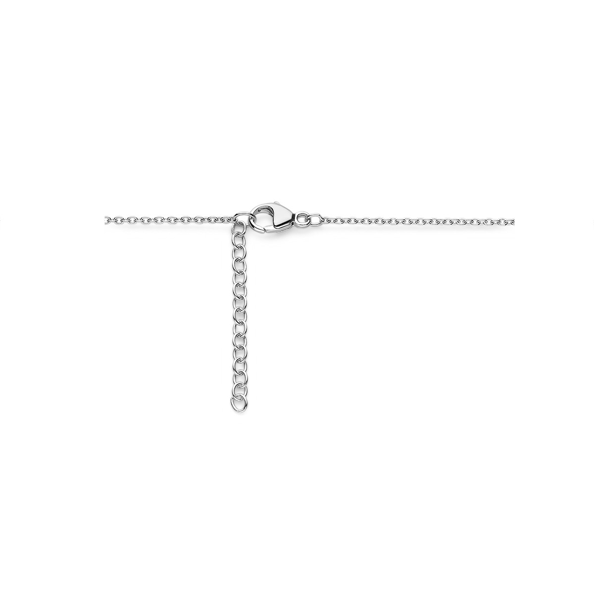 Moderne zilveren parelketting met drie parels en zilveren rondjes - Lengte 42-45 cm