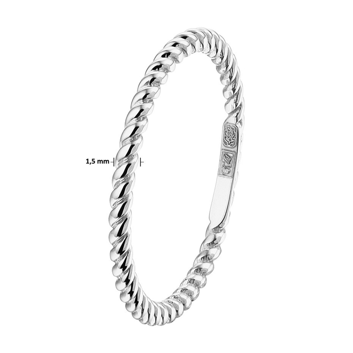 Mooie aanschuifring van witgoud van 1.5 mm