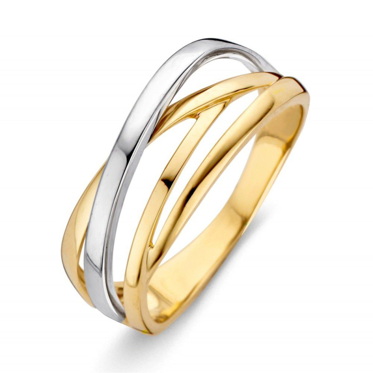 Mooie bicolor ring van 585 goud