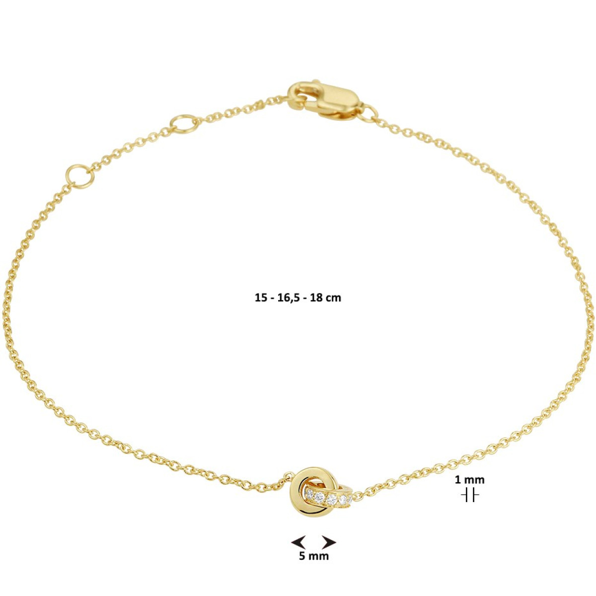 Mooie edelsteen armband met diamant 15-18 cm