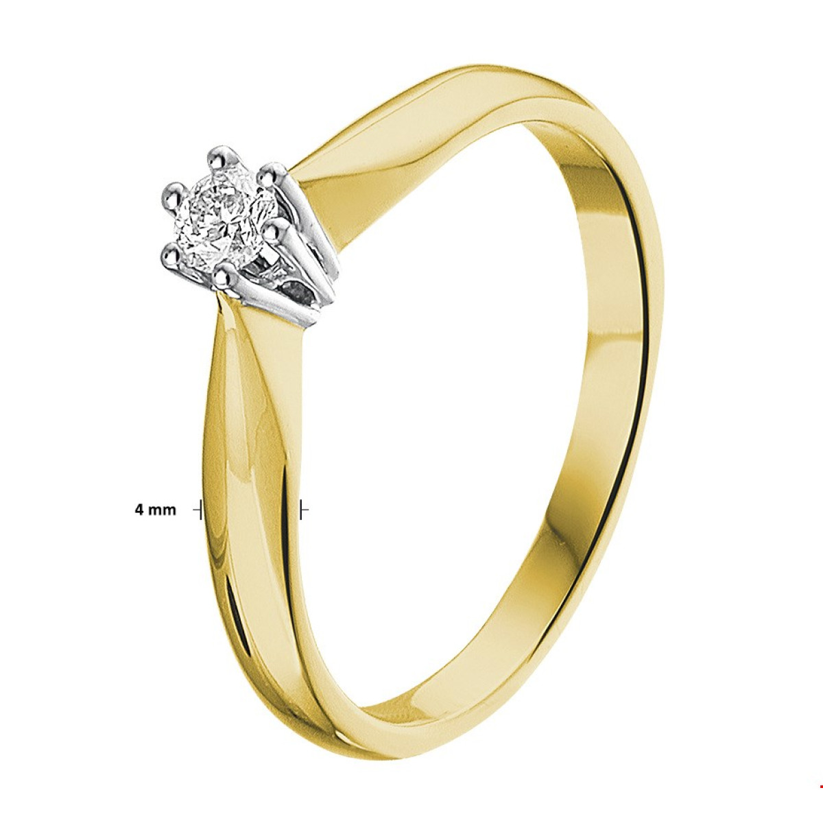 Mooie geelgouden ring met 0.10 crt diamant