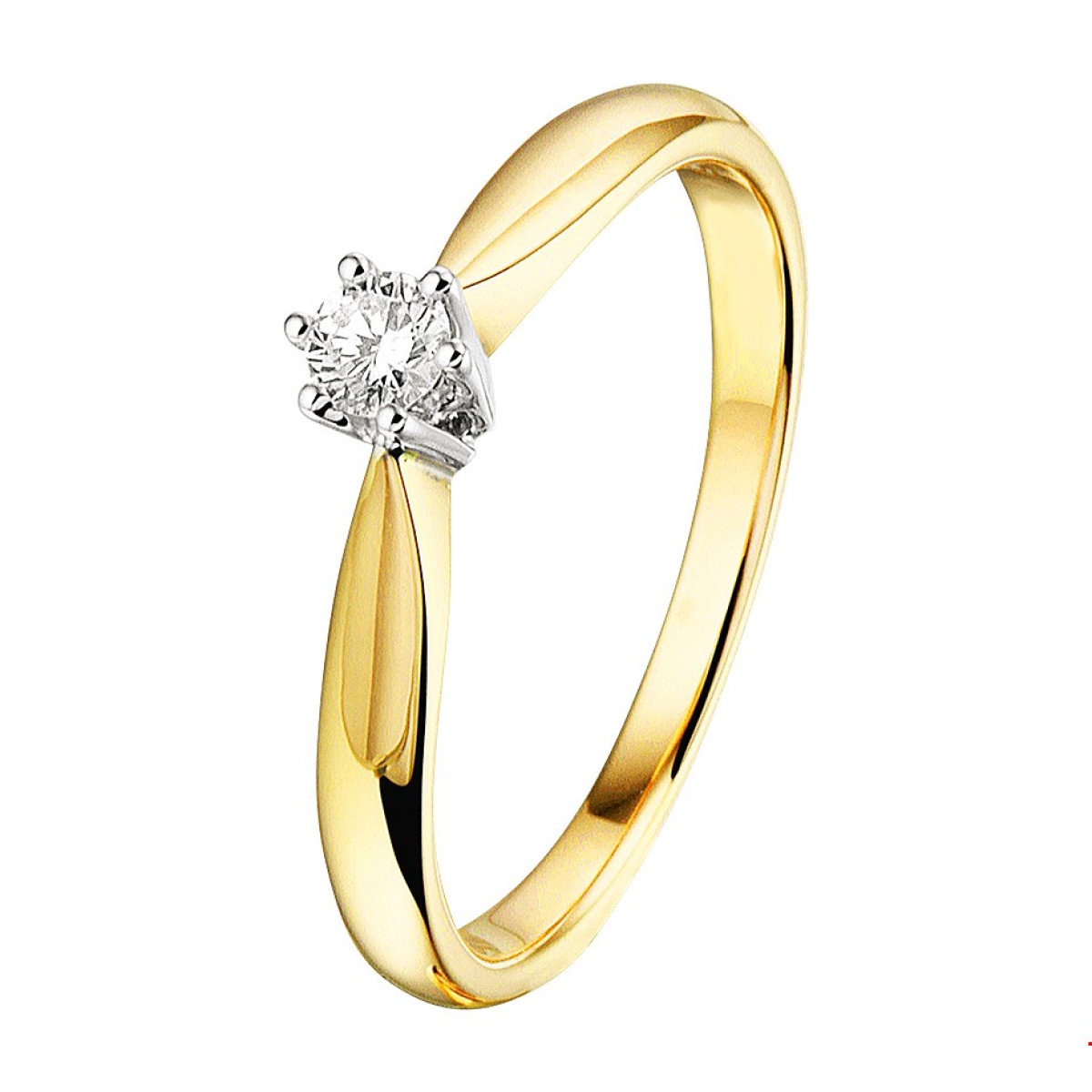 Mooie geelgouden ring met 0.10 crt diamant
