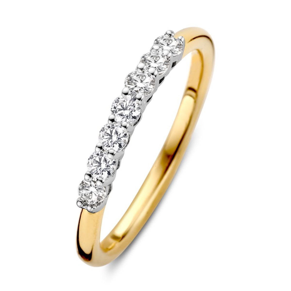 Mooie gouden aanschuifring met 7 diamanten 0.40 crt van 2.6 mm breed