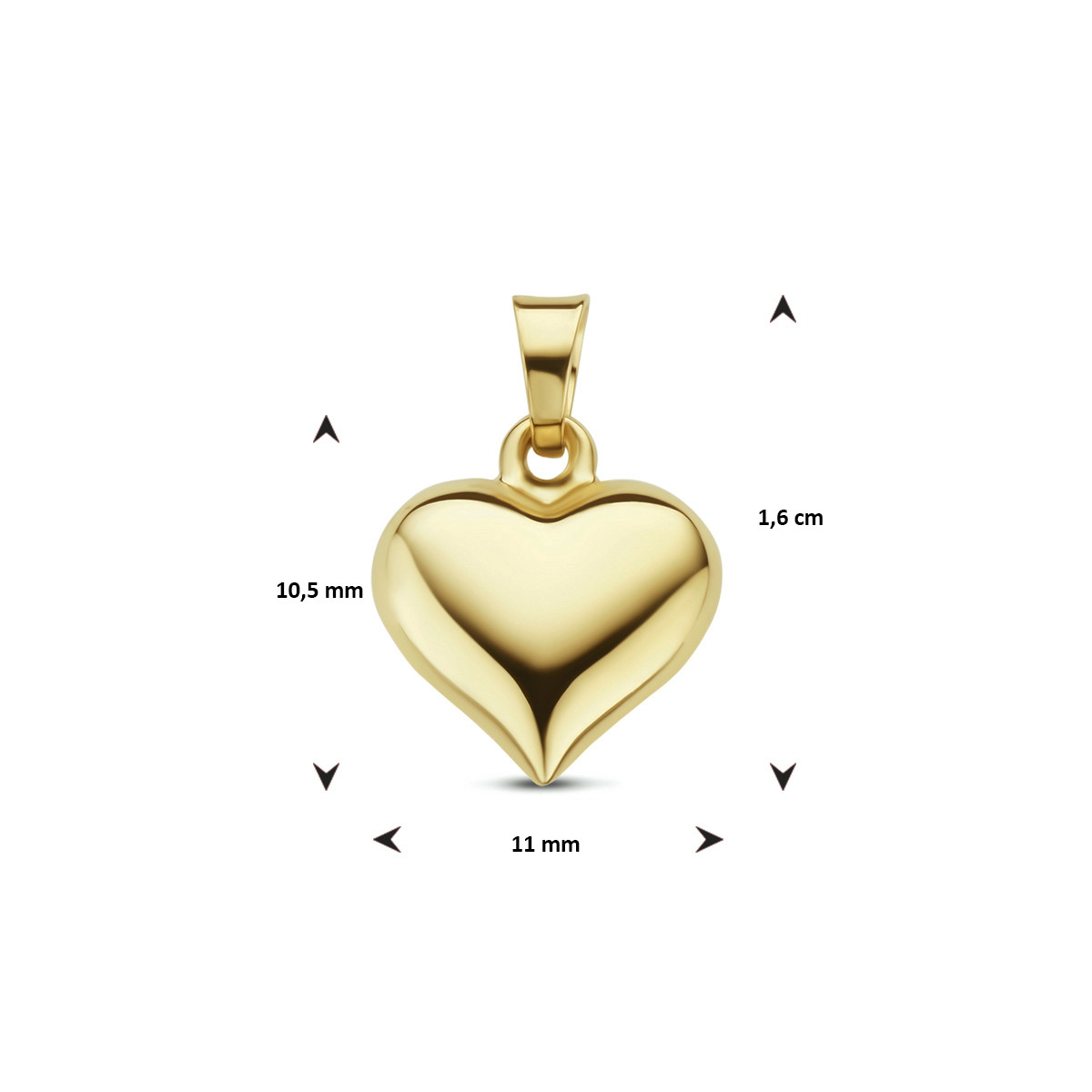 Mooie gouden hartjes hanger - 16 x 11 mm