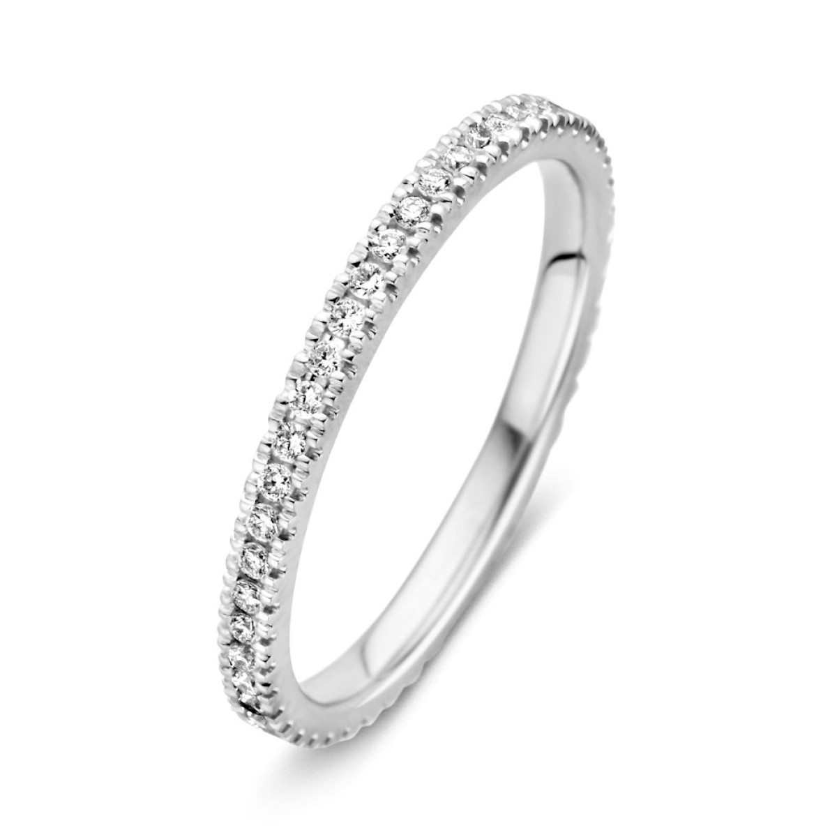 Mooie memoire ring met diamant in kasteelzetting 0.33 crt.